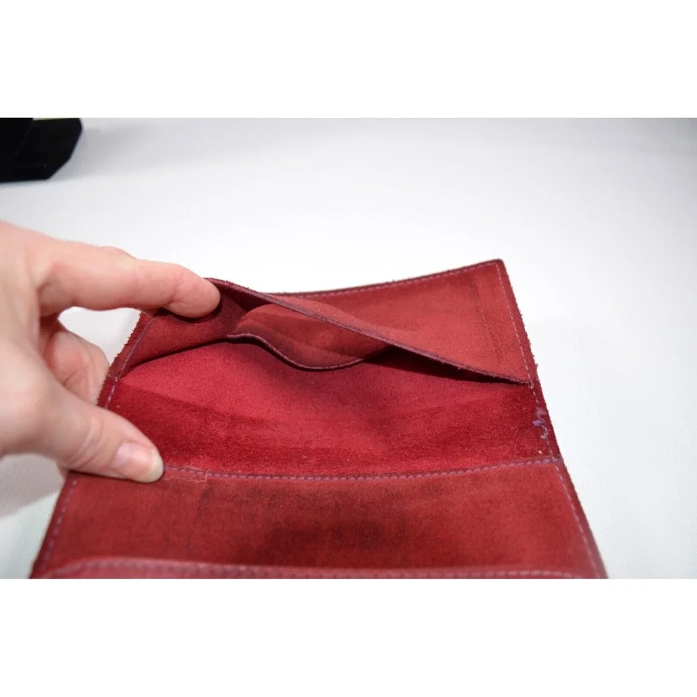 Vintage Womens Baronet Genuine Leather Wallet Red With Checkbook Notes Coin Slot